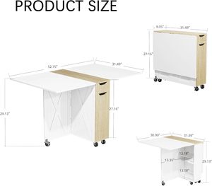 Tavolo da Pranzo Pieghevole di Nuova Tendenza 2026, Tavolo da Pranzo Piccolo Salvaspazio con 6 <span class=keywords><strong>Ruote</strong></span> - Product Image 3