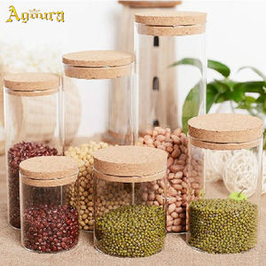 Pot en verre de stockage en vrac personnalisé avec une variété de spécifications, avec couvercle en bambou pour les aliments, bouteille en verre avec couvercles en bois - Product Image 6