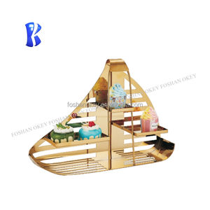 Support de présentation en forme de papillon OKEY, support de <span class=keywords><strong>buffet</strong></span> moderne en or, élévateur de dessert, support à thé de l'après-midi pour <span class=keywords><strong>buffet</strong></span> - Product Image 6
