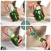 ZIMU Éplucheur manuel 3-en-1 pour légumes et fruits avec lame en acier inoxydable, portable en ABS pour un épluchage rapide des poivrons