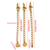 Chaîne d'extension en acier inoxydable avec fermoir mousqueton doré pour bracelet, collier, fabrication de bijoux DIY