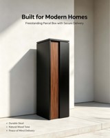 Boîte de livraison verticale étanche antivol avec accent grain de bois, boîte aux lettres autonome pour colis, pour porche extérieur