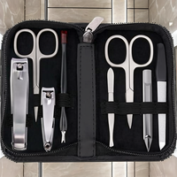 Kit de soin des ongles de luxe 9 pièces 7 en 1 en acier inoxydable, ensemble de manucure et pédicure, logo personnalisé, portable, professionnel