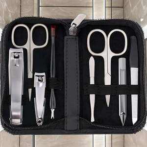 9Pcs Luxurious 7 in 1 Stainless Steel Razor Shaving Set & Nail Care Tool Man Care <b>Kit</b> with Customized Logo Portable Professional - Product Image 2