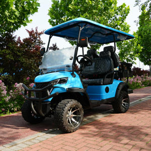 Voiturette de <span class=keywords><strong>golf</strong></span> à essence <span class=keywords><strong>4</strong></span> places surélevée avec moteur 3000W, autonomie de 90 km, <span class=keywords><strong>embrayage</strong></span> à couple élevé, pneus tout-terrain et protection anti-broussailles pour utilisation en ferme et ranch - Product Image 1