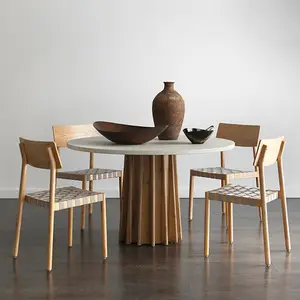 New design nordic furniture dining room concrete mesa round centre table accent tafel dining room table wooden dinning table set