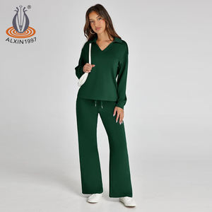 Completo Casual Alxin Personalizzato con Ricamo, Tuta con Polo e Pantaloni a Gamba Larga, <span class=keywords><strong>Abbigliamento</strong></span> <span class=keywords><strong>Donna</strong></span> in Maglia <span class=keywords><strong>Taglie</strong></span> Forti - Product Image 3
