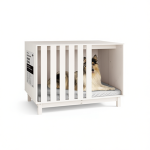 Casa para Perros Medianos, Blanca, de Madera de Pino Sólido, Mueble Resistente para Mascotas, Interior, para Todas las Estaciones - Product Image 1