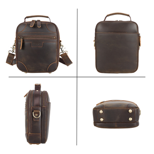 Bolso Bandolera de Cuero Genuino de <span class=keywords><strong>Vaca</strong></span> para Hombre Venta al por Mayor de Fábrica, Maletín de Hombro de Cuero Crazy Horse de Primera Calidad - Product Image 4