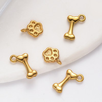 Pendentifs Mini DIY en Acier Inoxydable Plaqué Or 18K en Forme de Patte d'Animal et Os de Chien pour Colliers et Bracelets