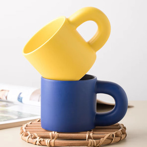 Prezzo di fabbrica logo personalizzato regalo di tè bianco latte caffè Eco ceramica ceramica tazze di grasso manico tazza di caffè per caffè stampa - Product Image 2