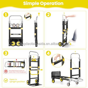Chariot à main pliable 3-en-1 industriel OEM, chariot à quatre roues portable, chariot utilitaire, <span class=keywords><strong>poignée</strong></span> réglable, pliable - Product Image 2