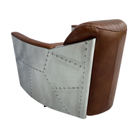 Spitfire — chaise aviateur de style rétro 360, en métal et Aluminium, Vintage et en cuir Tan