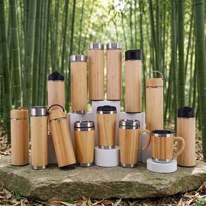 Taza Térmica de Acero Inoxidable 304 de Doble Pared con Tapa de Bambú Clásica Personalizada, 12/15/17 oz, Libre de BPA, a Prueba de Fugas, con Asa, para Regalo - Product Image 1
