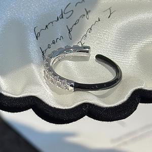 Anillo de Plata de Ley S925 con Circonita, Diseño de Nicho, Simple y Moderno, Vintage, con Esmalte Negro, Anillo Abierto, Chapado en Oro Rosa - Product Image 5