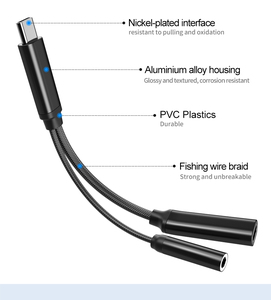 Vente en gros son HiFi 2 en 1 Type <span class=keywords><strong>C</strong></span> à 3.5mm <span class=keywords><strong>Jack</strong></span> AUX Audio casque <span class=keywords><strong>adaptateur</strong></span> <span class=keywords><strong>USB</strong></span> <span class=keywords><strong>c</strong></span>âble de chargeur PD 60W 3A <span class=keywords><strong>c</strong></span>âble de charge rapide - Product Image 6