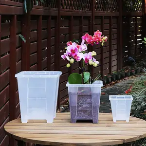 Flower planter Orchid potting container Transparent Breathable Perforated Plastic Orchid vase Flower Pots Root Control Basin