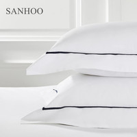 Parure de lit de luxe SANHOO pour hôtel, 300/400TC, en coton blanc brodé, couette, housse de couette, draps de luxe, ensembles de literie
