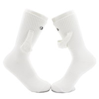 Chaussettes fantaisie brodées personnalisées en gros, chaussettes amusantes à aimants pour les pieds, chaussettes unisexes amusantes pour se tenir par la main