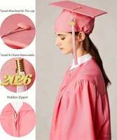 Ensemble de Robe de Cérémonie de Remise des Diplômes Unisexe 100% Polyester Mat (Chapeau et Écharpe) pour Adultes, Couleurs Personnalisables, Vente Directe Usine