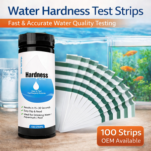 Tiras reactivas para la dureza del agua, 100 unidades, kit <span class=keywords><strong>de</strong></span> prueba <span class=keywords><strong>de</strong></span> agua potable, detección rápida y precisa del nivel <span class=keywords><strong>de</strong></span> dureza - Product Image 1