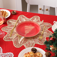 Napperons et sous-verres de Noël en PVC à motifs floraux et dorure à chaud, résistants à la chaleur et antidérapants – Nouveauté très prisée