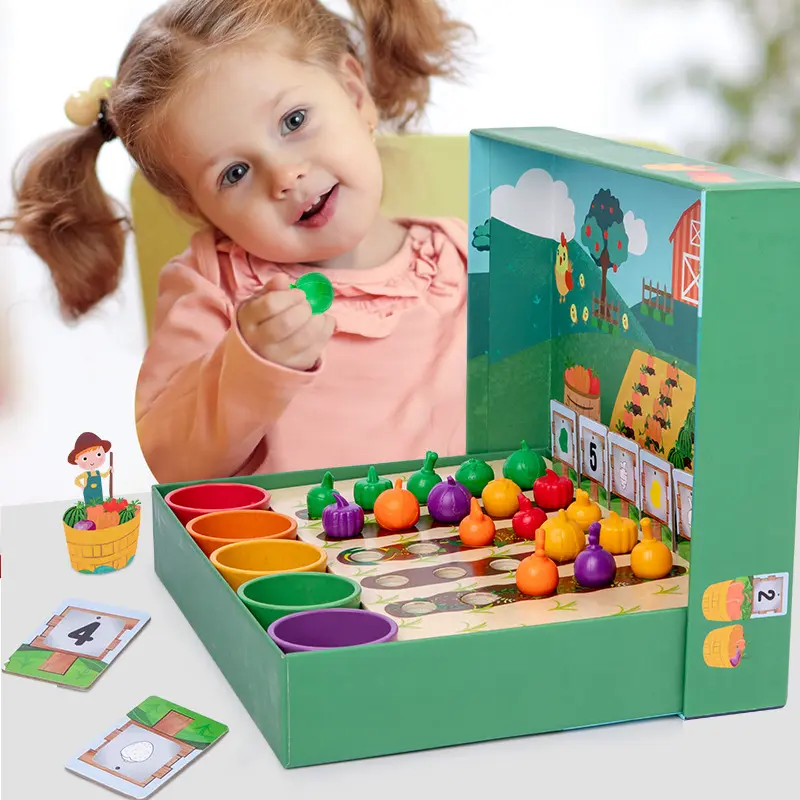 Fai finta di giocare fattoria frutta verdura piantagione Montessori colore cognizione giocattoli per la prima educazione per 3 + bambini giocattoli in legno