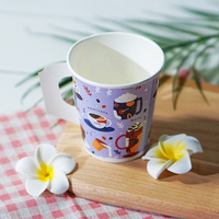Vaso de Papel con Asa para Té y Chocolate Caliente, de Primera Calidad, Clásico, Universal, Moderno, Certificado para Uso Alimentario, Libre de BPA, No Tóxico