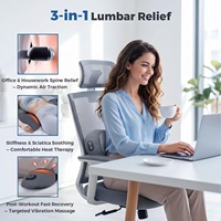 Masseur dorsal avec chaleur, vibrations et traction pour soulager la douleur, coussin de massage électrique 3-en-1 pour le soutien lombaire, utilisable au lit, dans une chaise ou sur un canapé