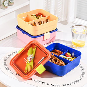 Boîte à bento réutilisable en plastique Bencircle B289 avec compartiments, boîte à lunch avec cuillère et fourchette pour le bureau, l'école et les pique-niques - Product Image 5