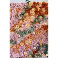 Mur de fleurs artificielles en soie rose orange 8 pieds x 8 pieds Décoration de fond de mariage pour Noël Graduation Nouvel An chinois