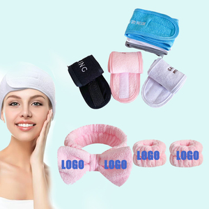 Bandeau de maquillage en molleton corail personnalisé bandeau de cheveux cosmétique pour le lavage du visage bandeaux à nœud pour la douche bandeaux en tissu éponge femmes - Product Image 2