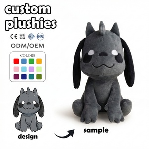 Peluche Personalizzati: Fabbrica di Giocattoli in Peluche, Cane con Corna Stile Cartone Animato, Drago <span class=keywords><strong>Poi</strong></span> Say a Tema Fantasy per Arredamento Caffè, Animali di Peluche Personalizzati - Product Image 1