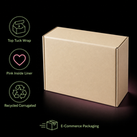 Caja de Envío con Cierre Superior, Cartón Corrugado, Laminación Brillante, Reciclada, Logotipo Personalizado, Forro Rosa, Embalaje para Comercio Electrónico