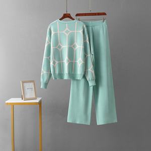 Ladies v Neck Long Sleeve Loose Fit Short <strong>Cardigan</strong> and High Waist Long Pants <strong>Twin</strong> <strong>Set</strong> - Product Image 3