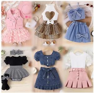 时尚风格批发儿童连衣裙女童服装库存夏季 Ropa De Bebe，随机混装销售儿童连衣裙 - Product Image 1