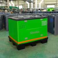 Caisse de manutention pliable en plastique HDPE pour chariot élévateur, type palette, avec fonction de chariot de manutention