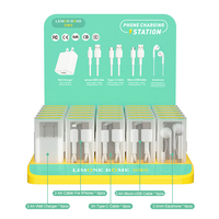 CE set pengisi daya ponsel bersertifikasi ROHS, set display kabel pengisian daya USB PDQ, tampilan penghitung kabel data mikro Tipe c