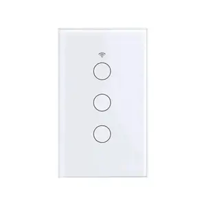 Interrupteur tactile blanc 3 gangs Tuya Smart Life Light WiFi Sensor Smart Switch App Télécommande sans fil neutre 110V 220V