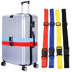 Sabuk silang dapat disesuaikan sabuk koper perjalanan tali bagasi Aksesori Perjalanan sabuk koper cetak khusus
