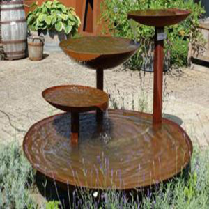 Bol d'eau décoratif de jardin en acier corsage, bassin d'eau en métal de paysage, avec fonction d'eau en acier de corsage d'extérieur - Product Image 2