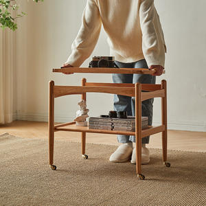 Table console en bois massif, bois de cerisier, avec roulettes, pour salon, style nordique, utilisation en petit appartement - Product Image 3