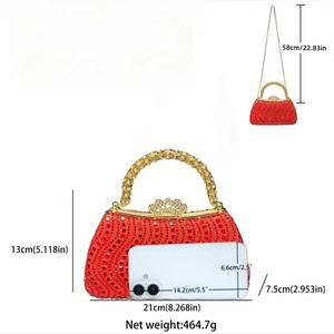 Bolso de Mano Casual con Corona de Fénix con Incrustaciones de Diamantes, Bolso de Fiesta con Pedrería, Correa Desmontable, Bolso Bandolera de Noche, Venta de Exportación - Product Image 2
