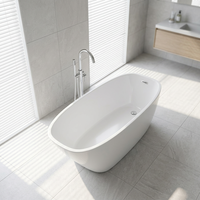Baignoire autoportante en acrylique 1,7 m, style traditionnel moderne, blanche, avec drain, pour rénovation de salle de bain d'hôtel, homologuée CUPC