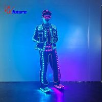 Ensemble de costume de fête LED pour rave, boîte de nuit, veste, pantalon, baskets, luminosité réglable rechargeable, attire l'attention, unisexe adulte