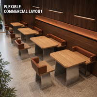 Ensemble de salle à manger compact et peu encombrant de qualité commerciale avec banquette en cuir et table en bois, chaises et tables pour restaurant