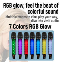 Système de microphone sans fil 2,4 GHz 1 à 2 micros portatifs RGB rechargeables avec lumières LED pour karaoké