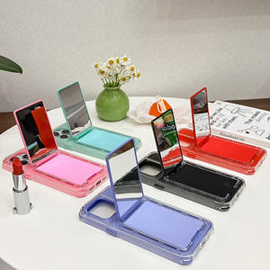 Elegante custodia Anti-Slip antiurto per il trucco in TPU con supporto a specchio nascosto accessorio protettivo per <span class=keywords><strong>iPhone</strong></span> <span class=keywords><strong>11</strong></span> 15 Pro Max moda donna - Product Image 3