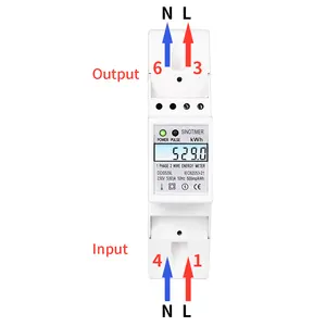 Medidor de energía eléctrico KWH monofásico, carril Din, 2 cables, retroiluminación, CA 230V 5-80A, ahorro de energía