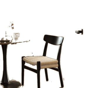 Nordic Minimalist Solid Wood Dining Chair With Rope Woven Seat And Backrest For Home Use - Product Image 5